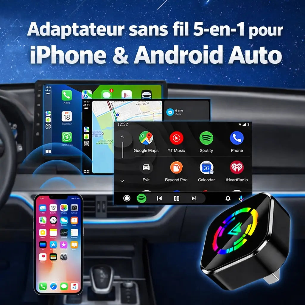 Adaptateur sans fil "Original" 5-en-1 pour iPhone & Android Auto